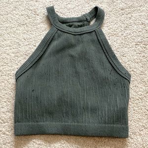 Aerie - Green Halter Cropped Tank
